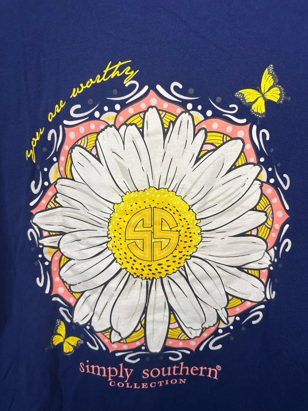 SIMPLY SOUTHERN Women’s Daisy Graphic Navy T-Shirt Size XL